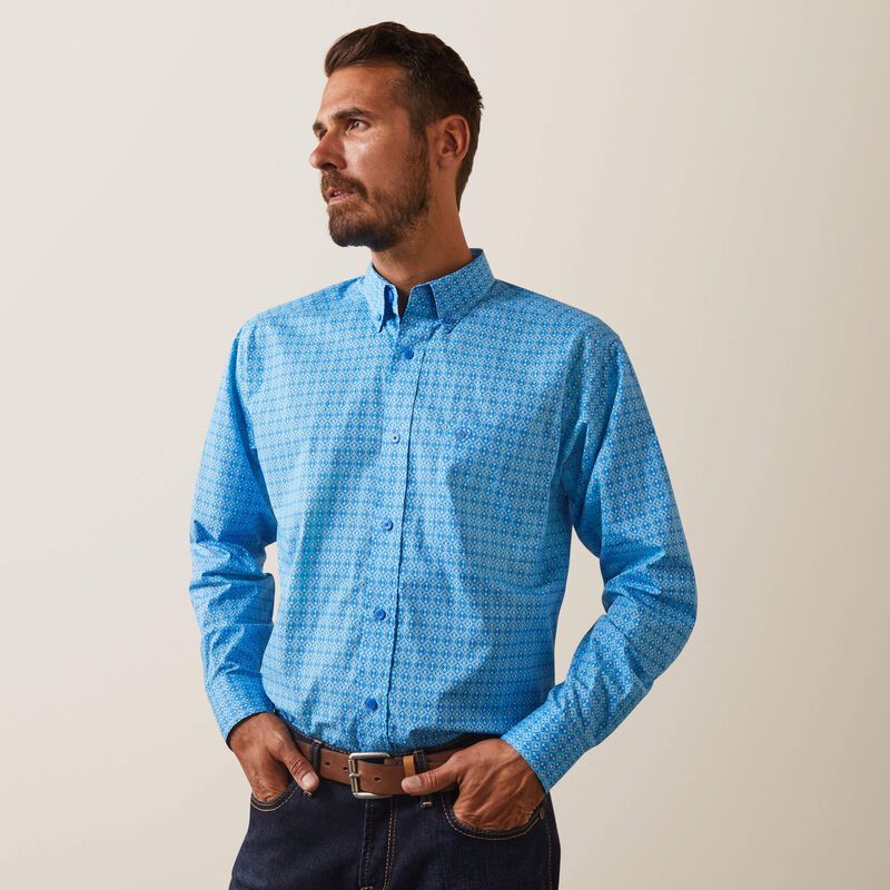Ariat Mens Lake FTD LS Shirt Blue Grotto