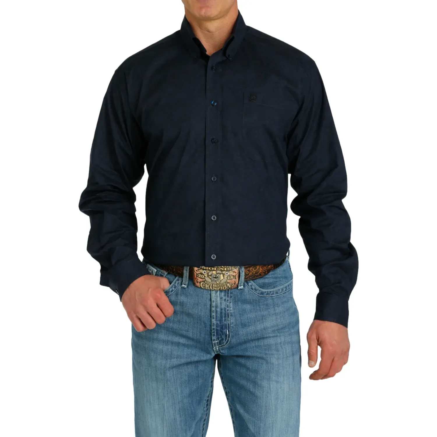 Cinch Men's Solid Button Down Shirt - Navy, Size: 2-xl-2