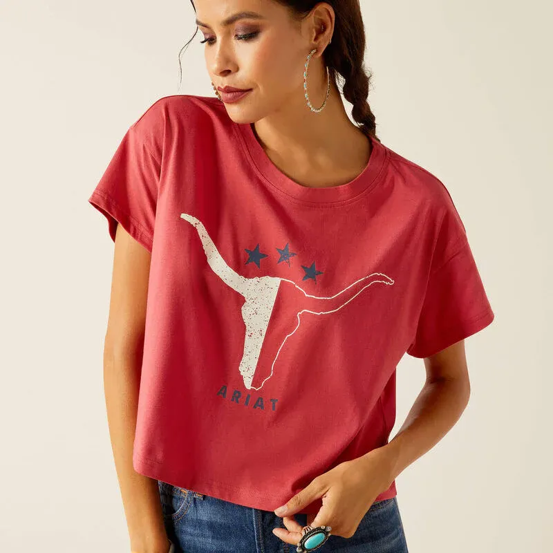 Ariat Women's Lone Star Short Sleeve T-Shirt - Garnet Rose