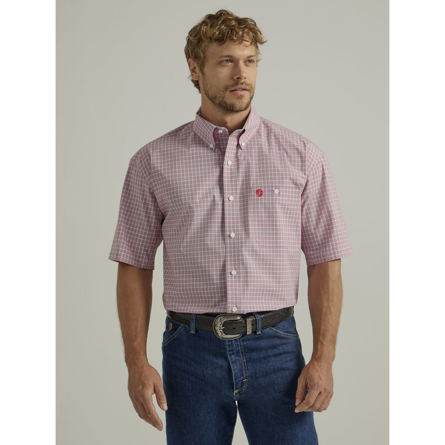 Wrangler Mens George Strait Short Sleeve Shirt - Red