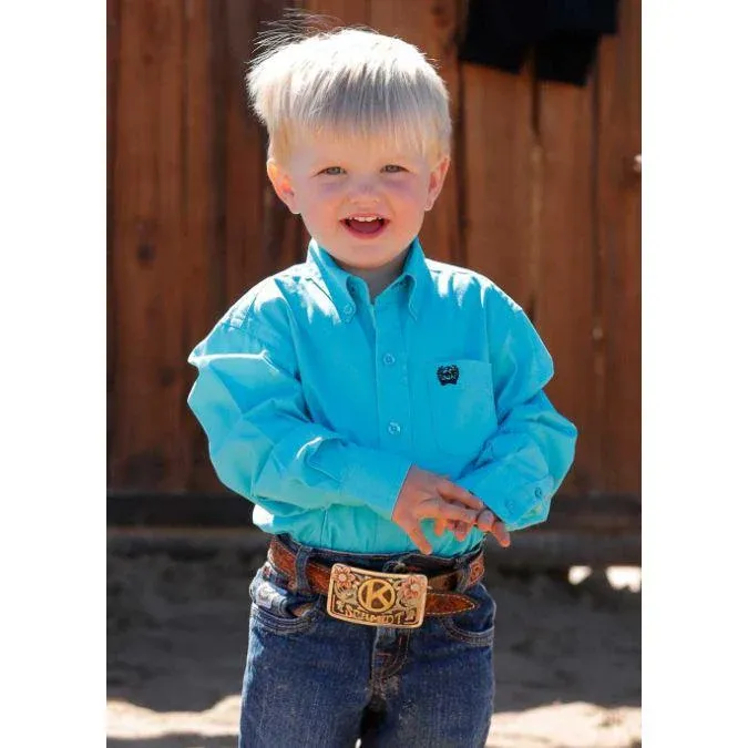 Cinch Boy's Long Sleeve Button Down Shirt - Turquoise - MTW7061374
