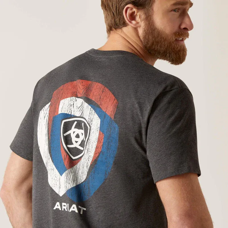 Ariat Men's Wooden Badge Short Sleeve Shirt - Charcoal Heather