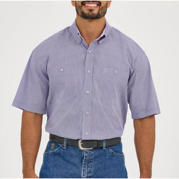 Wrangler Men's George Strait Collection Short Sleeve Shirt- Purple