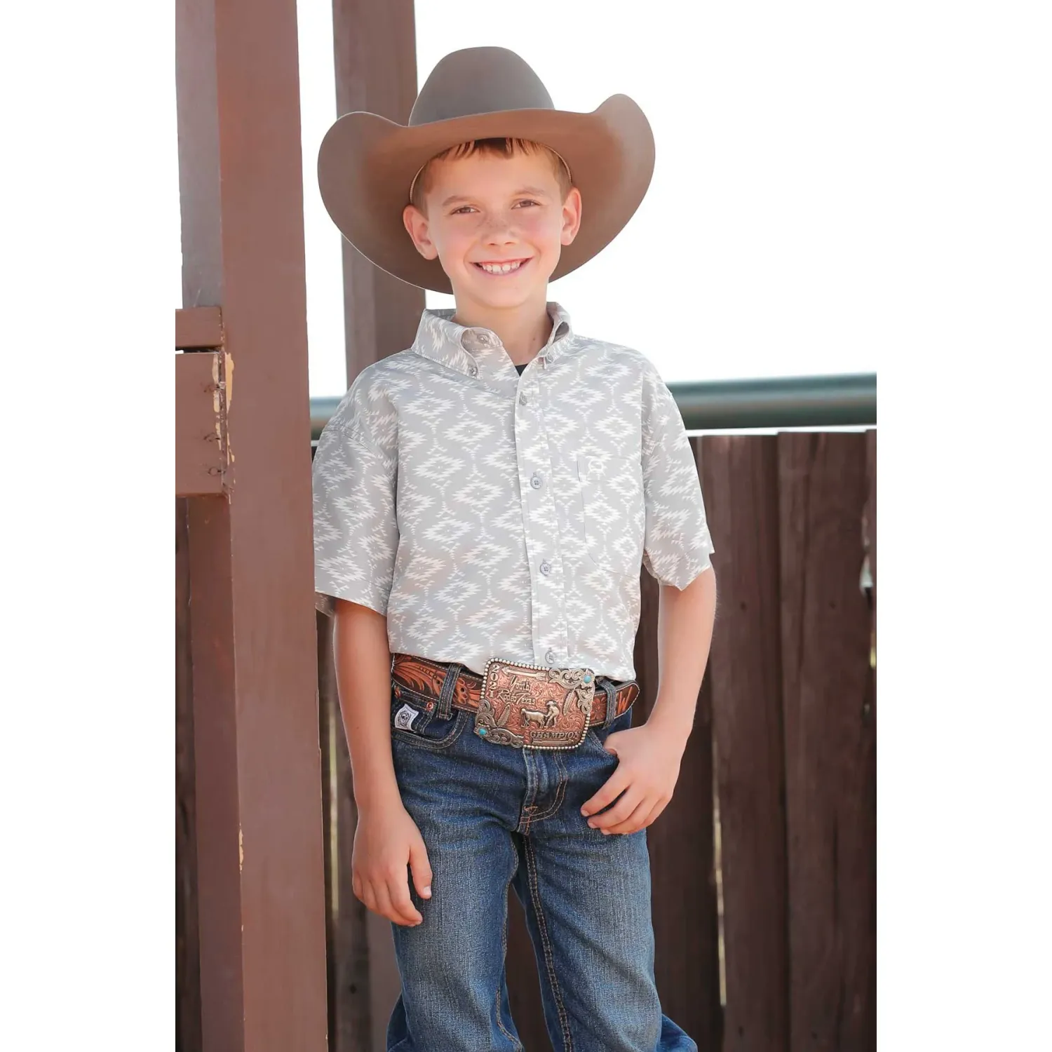 Cinch Boys Short Sleeve Plaid Shirt