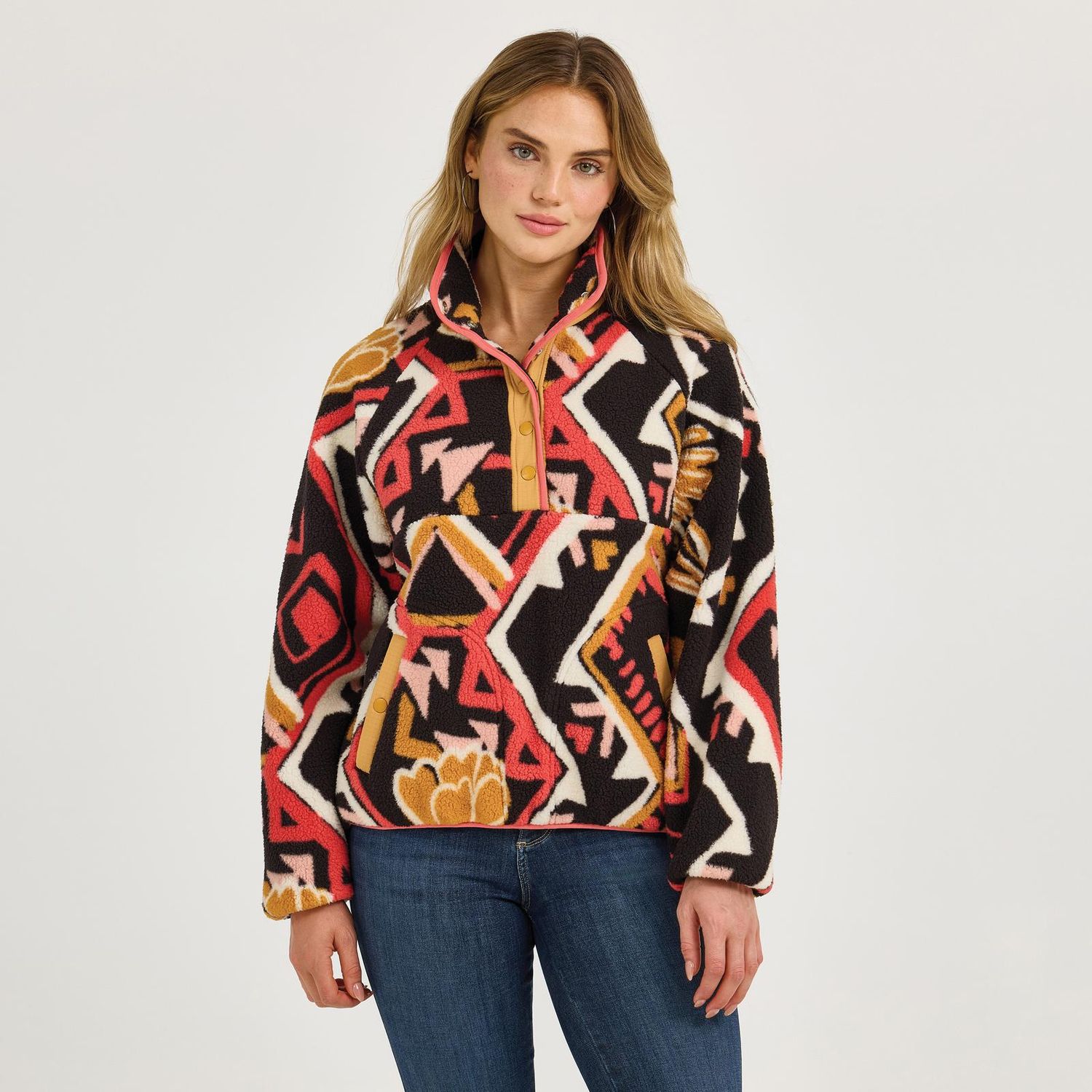 Wrangler Women's Long Sleeve Retro Punchy Pullover- Pink
