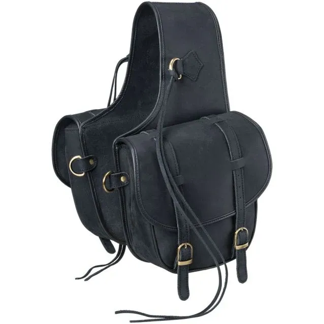 Tough 1 Soft Leather Saddle Bag - Multiple Colours, Colour: Black