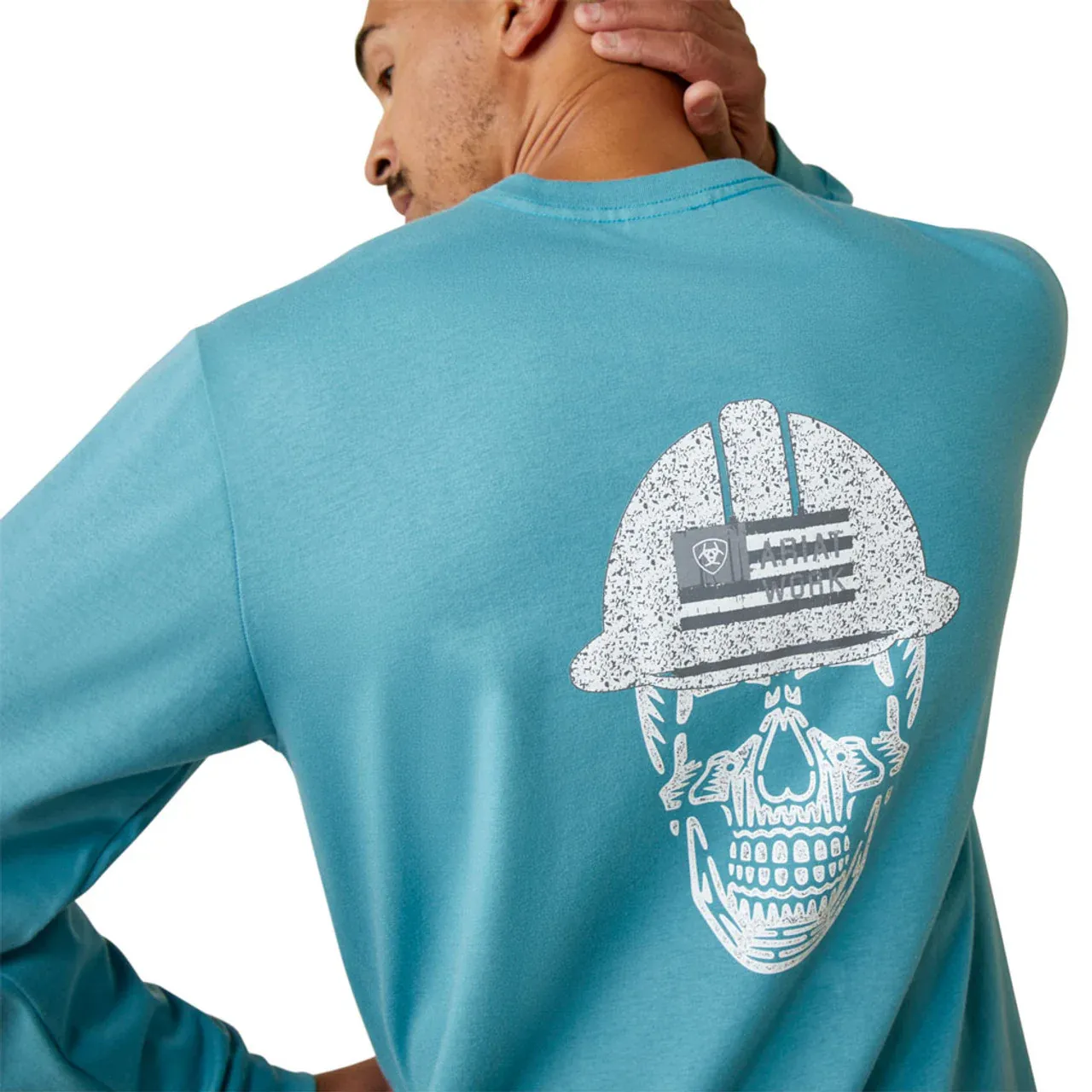Ariat Men's Fire Resistant Roughneck Skull Logo LS T-Shirt - Storm Blue, Size: 3XLT