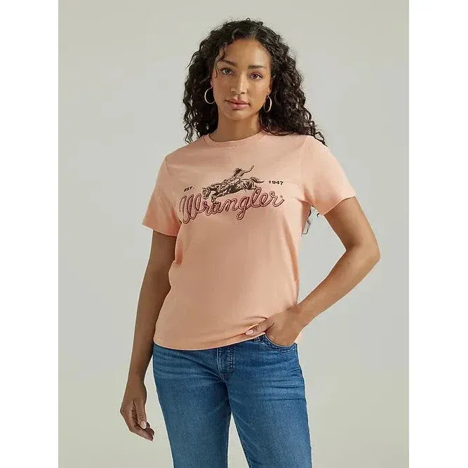 Wrangler Retro Women's Short Sleeve Regular T-Shirt - Salmon, Size: 3XL
