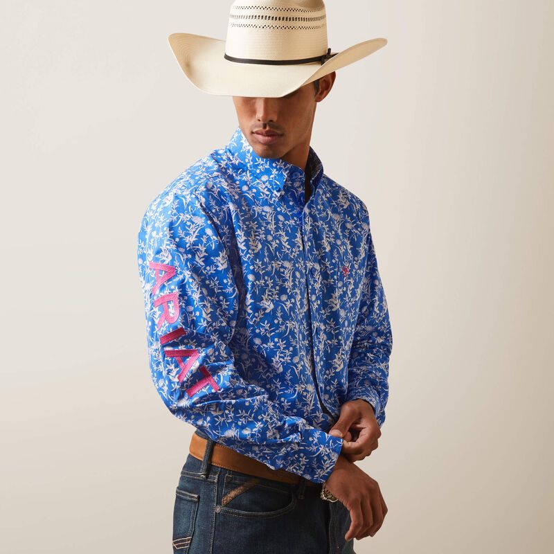 Ariat Mens Team Steven FTD LS Shirt Blue