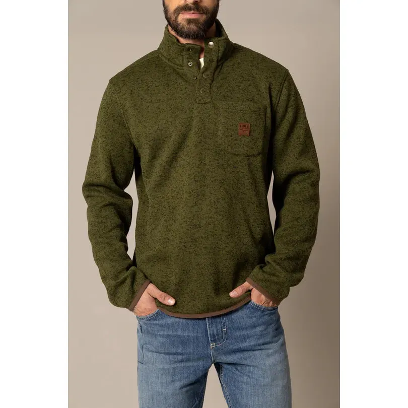 Kimes Men's Julian Long Sleeve Pullover - Multiple Colours, Colour: Army Green, Size: S