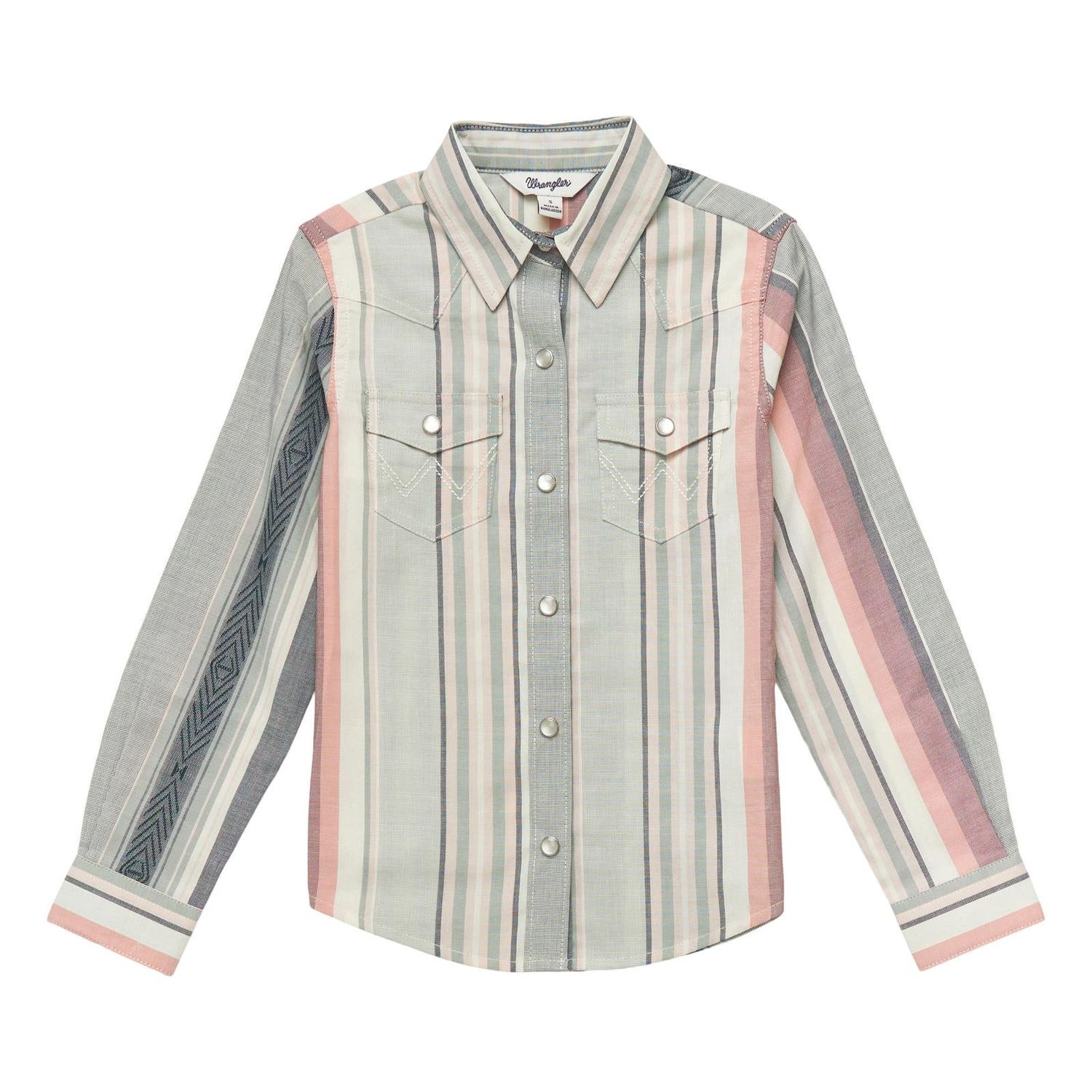 Wrangler Girl's Long Sleeve Western Top - Turquoise Multi