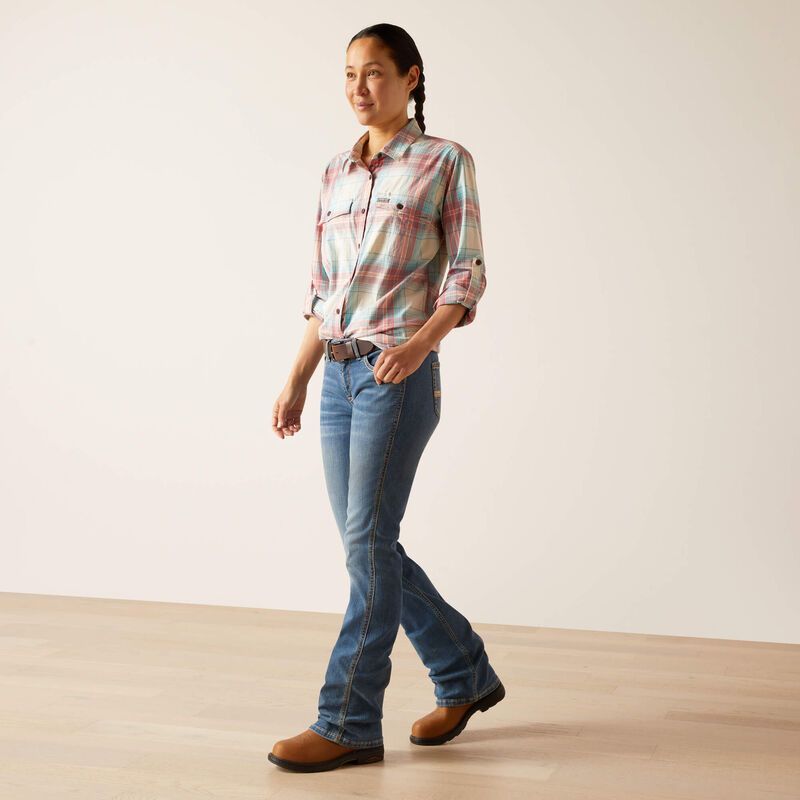Ariat Women's Rebar Made Tough DuraStretch Work Shirt - Vanilla Ice Plaid