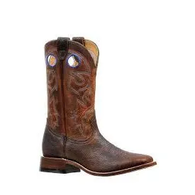 Boulet Men's Wide Square Toe Western Boots - Rough Rider Amber Gold/Bisonte Shrunken Old Town, Size: 7