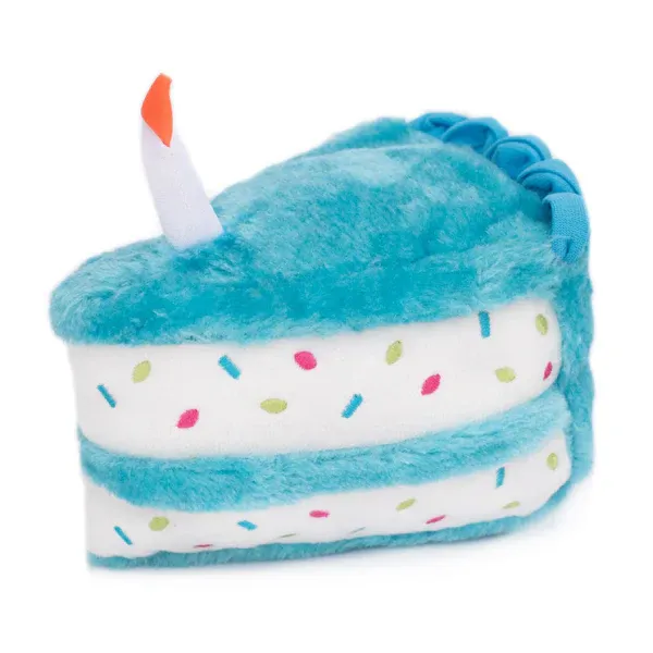 Zippy Paws Nom Nomz Birthday Cake Squeaker Toy, Color: Blue