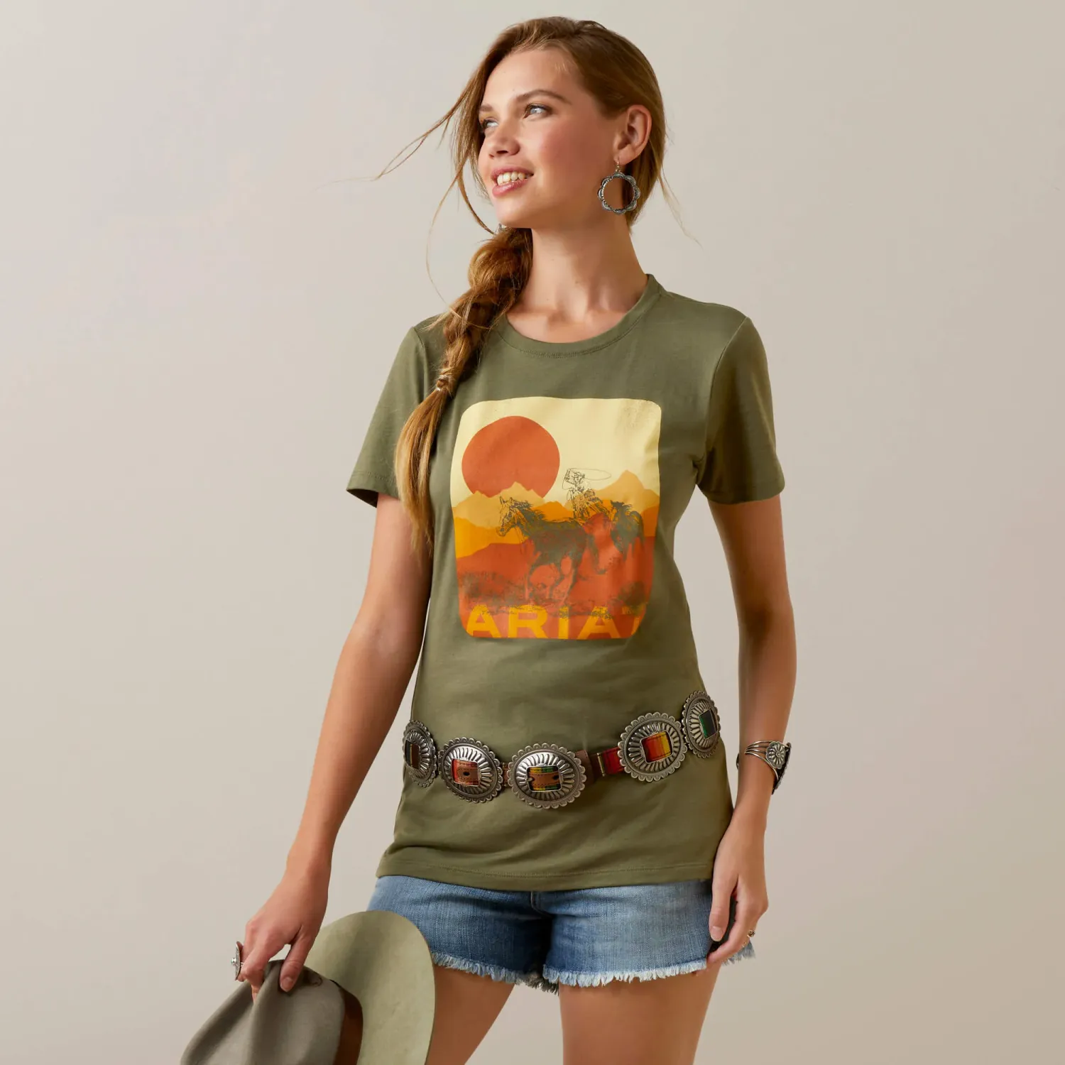 Ariat Women's Mustang Fever T-Shirt - Military Heather