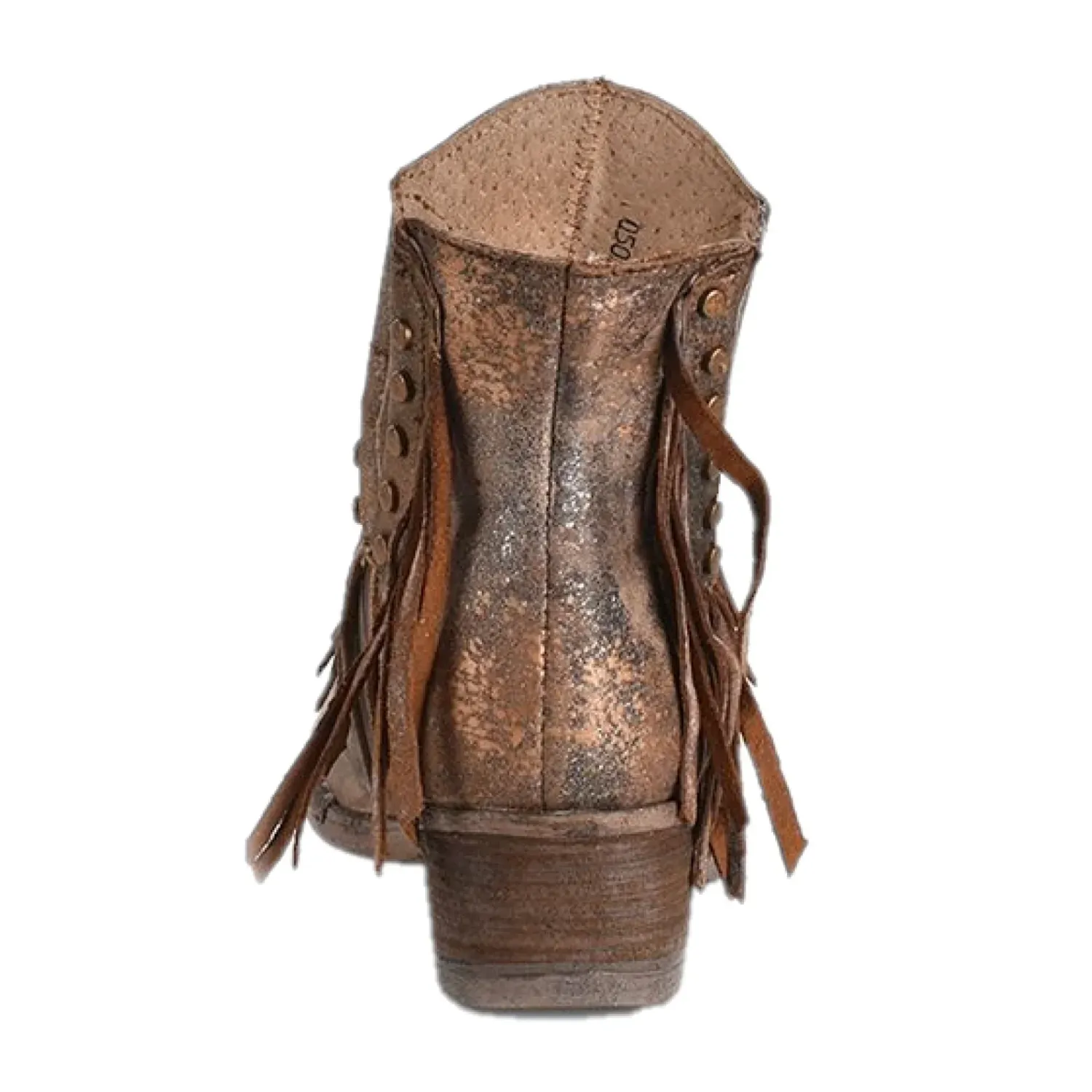 Corral Women's Studs &amp; Fringes Round Toe Bootie - Brown