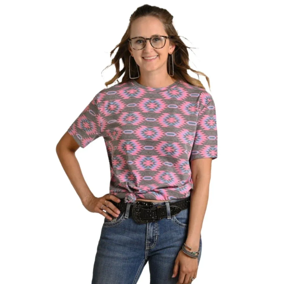Rock &amp; Roll Woman's All Over Printed Tee - Pink, Size: XS