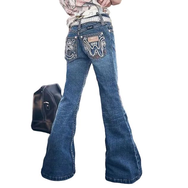 Wrangler Girl's Lainey Wilson Embroidered Bell Bottoms- Boho Wash