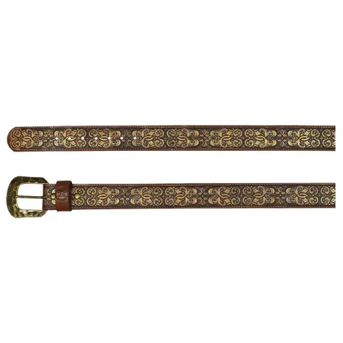 Hooey Ladies Belt Brown w/Metallic Tool, Size: S