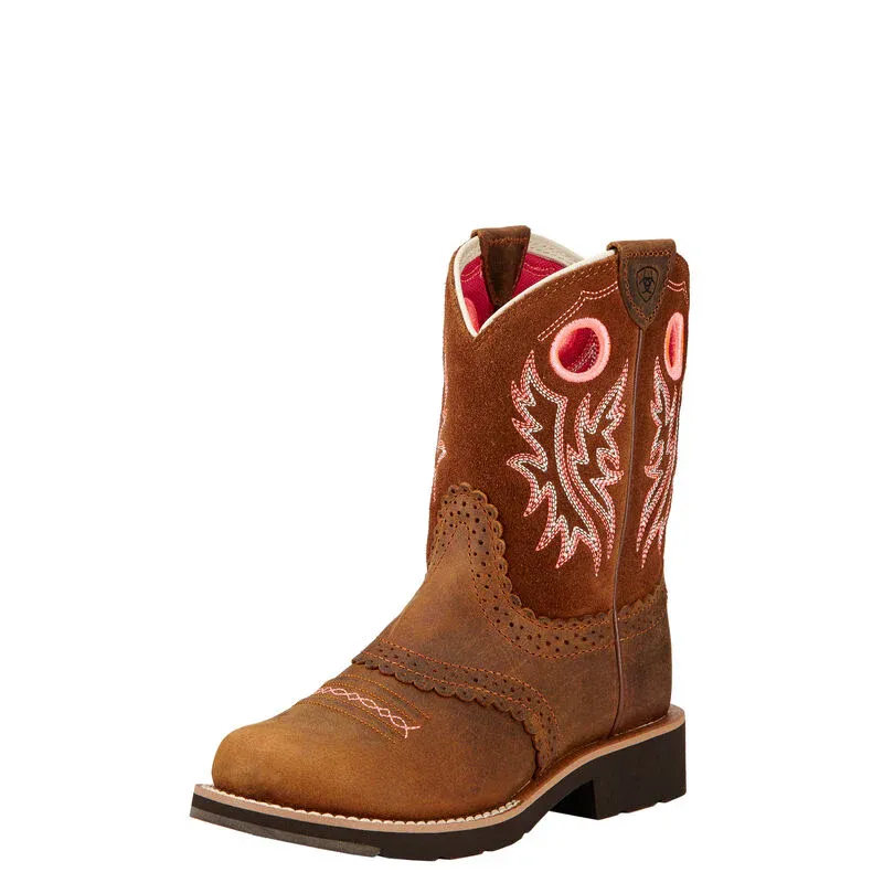 Ariat Girls Youth Fatbaby Cowgirl Western Boots - Powder Brown, Size: 1