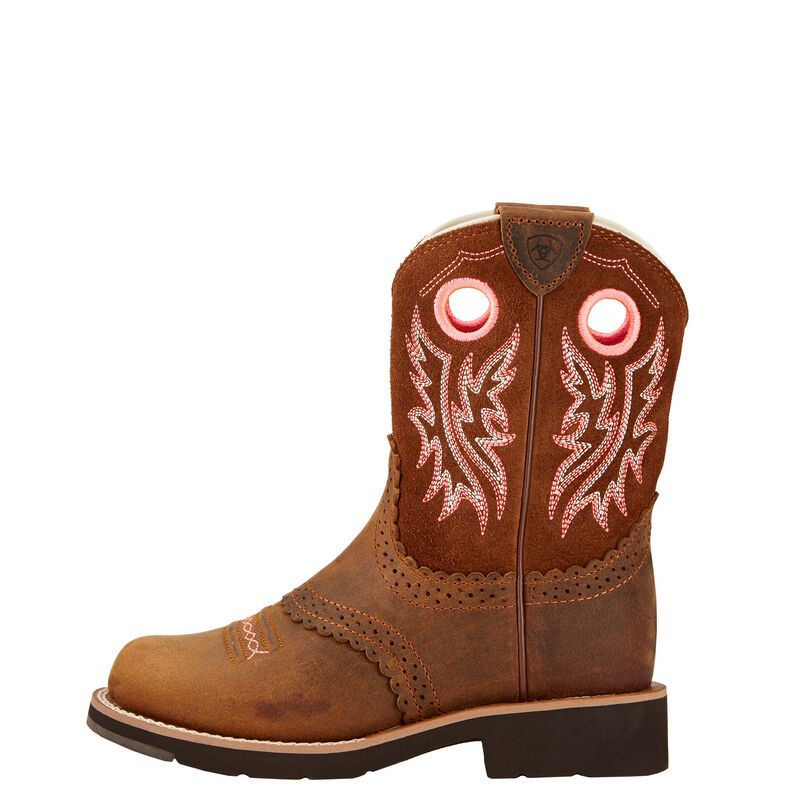 Ariat Girls Youth Fatbaby Cowgirl Western Boots - Powder Brown