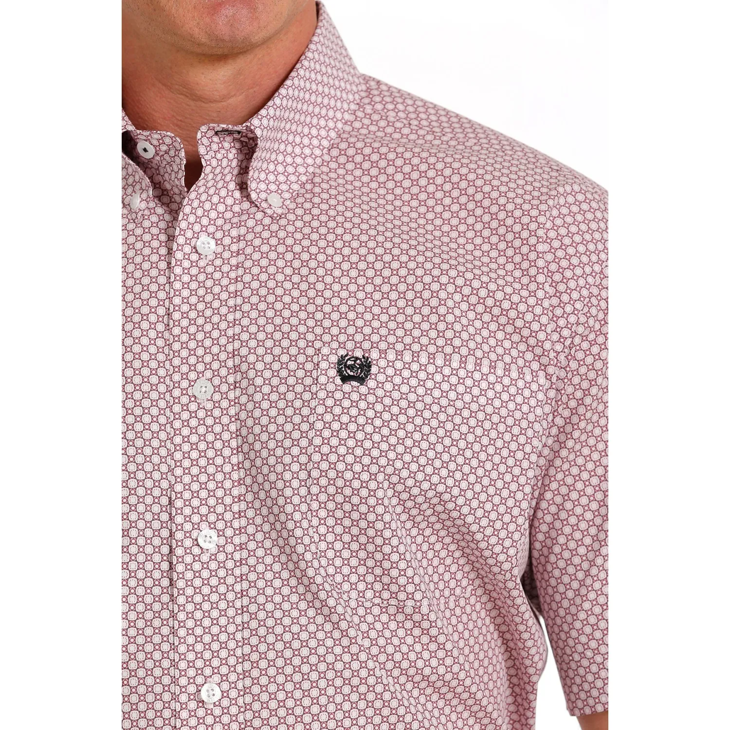 Cinch Men's Short Sleeve Print Shirt - Pink - MTW1111439