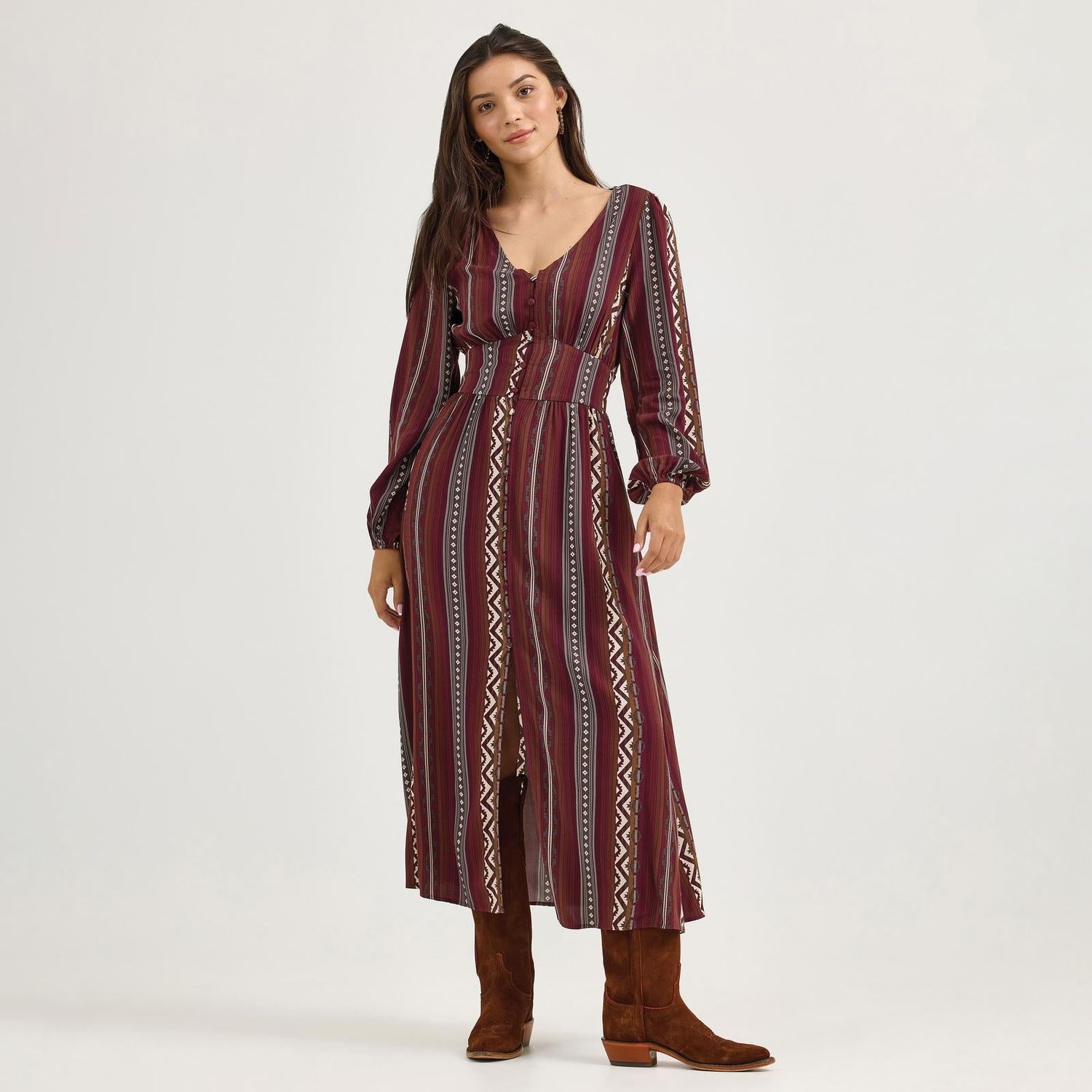 Wrangler Western Women's Retro Vintage Western Dress- Port