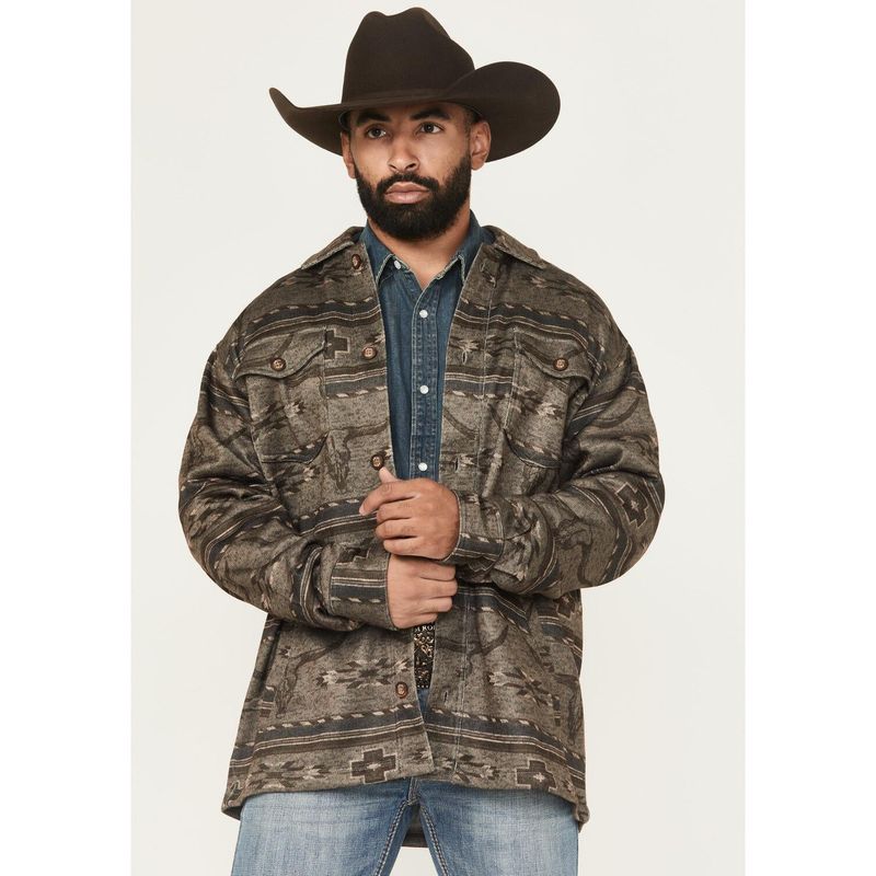 Ariat Men's Caldwell Printed Shirt Jacket- Beige