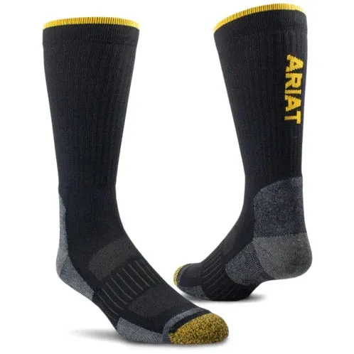 Ariat TEK Series High Performance Crew Socks - 2pck, Color: Black, Size: M
