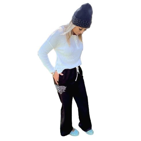 Rowdy Crowd Women's Boot Stitch Sweatpants- Black