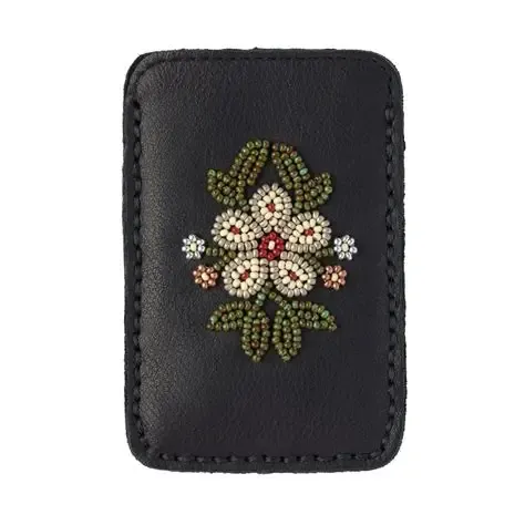 Manitobah Floret Beaded Card Holder- Multiple Colours, Colour: Black