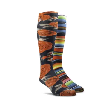 Ariat Women's Western Beauty Knee High Socks - 2-Pairs