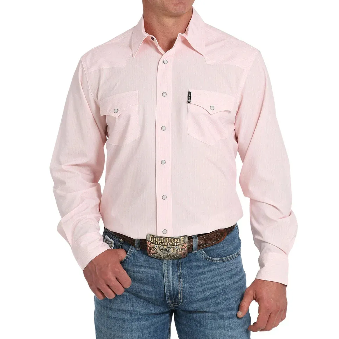 Cinch Men's Long Sleeve Print Shirt-Pink - MTW1303087