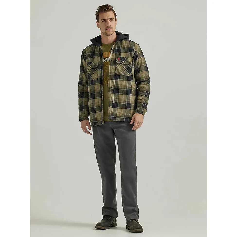 Wranglers Men's Riggs Workwear Flannel Hooded Jacket - Green, Size: S