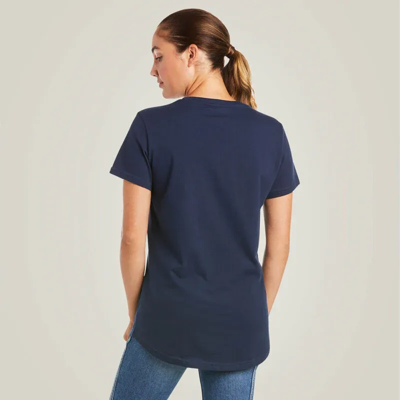 Ariat Women's Rebar CTN V-Neck SS Top Navy