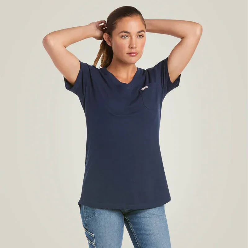 Ariat Women's Rebar CTN V-Neck SS Top Navy