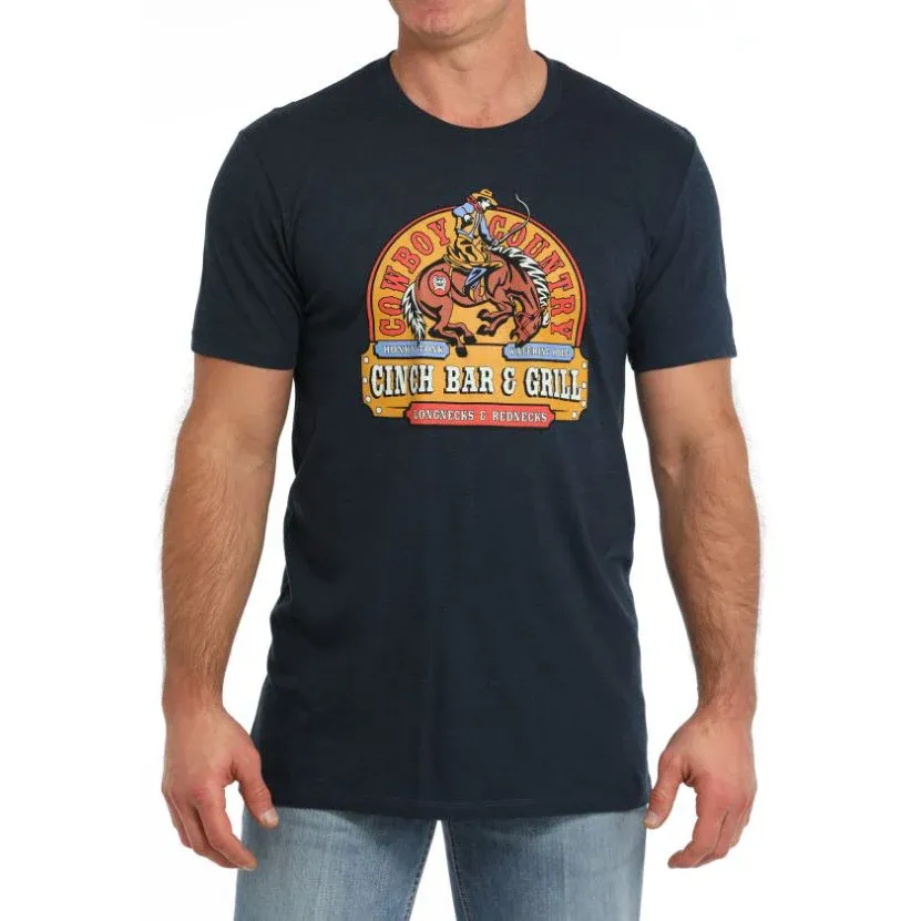 Cinch Men's Bar and Grill Short Sleeve Tee Shirt- Navy