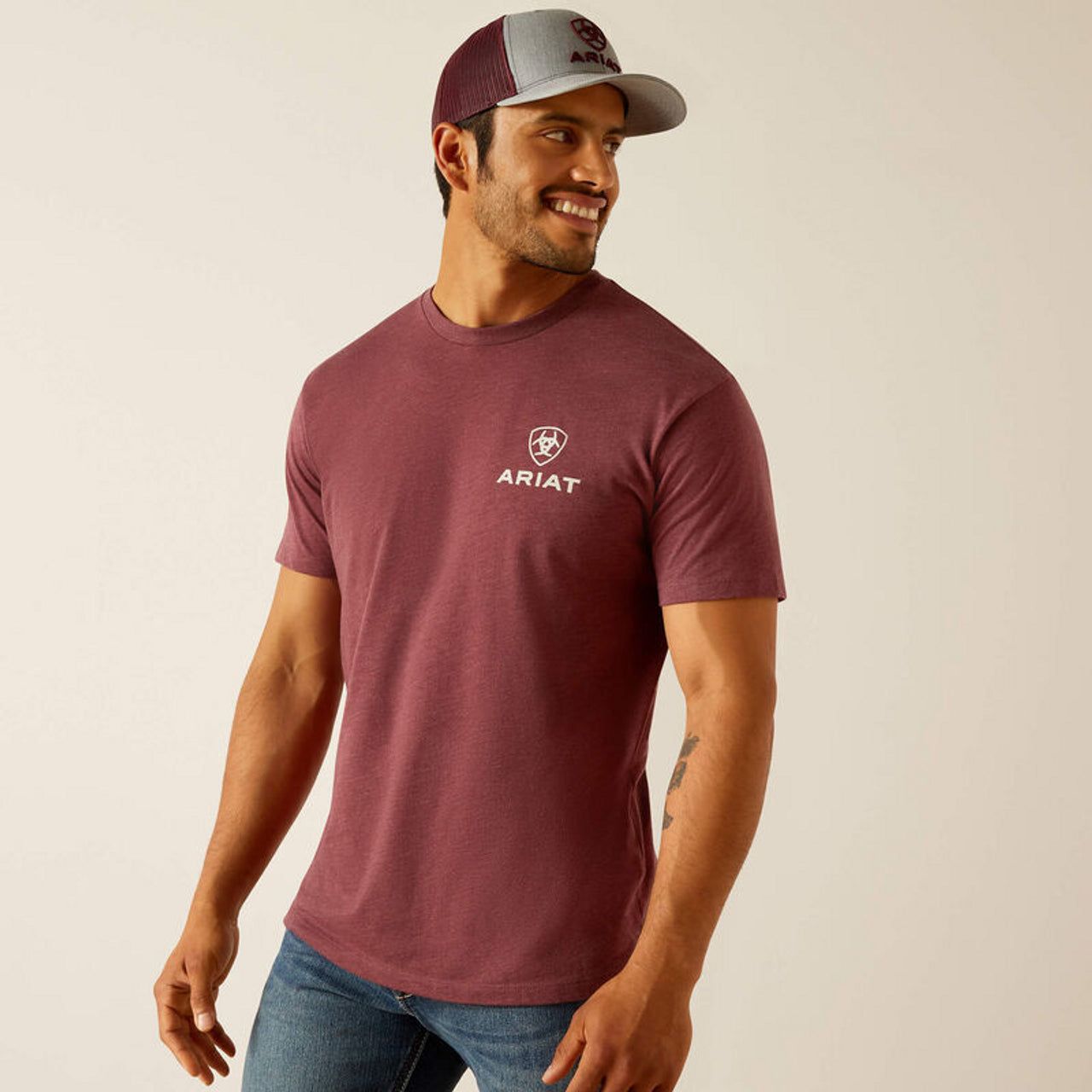 Ariat Men's Quadrant Short Sleeve T-Shirt - Burgundy Heather