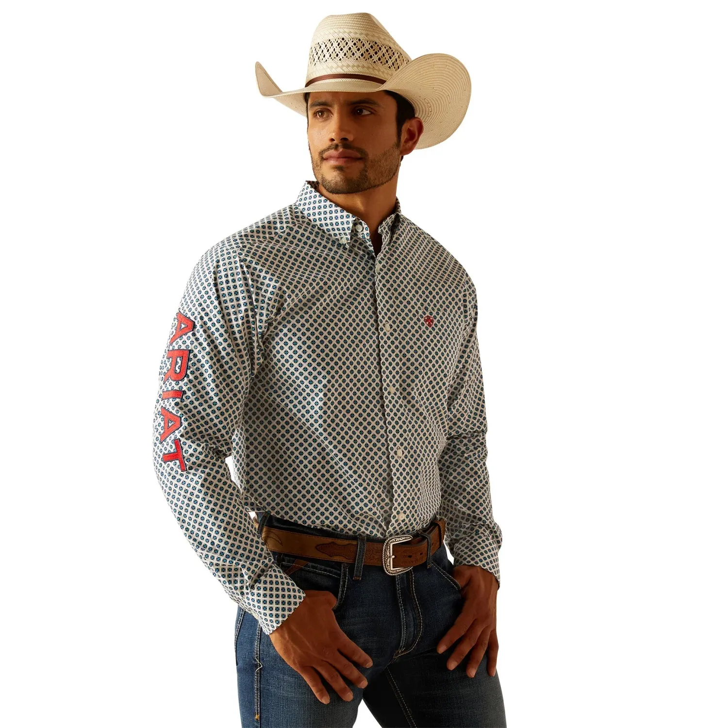 Ariat Men's Team Lochlan Fitted LS Shirt - White, Size: S