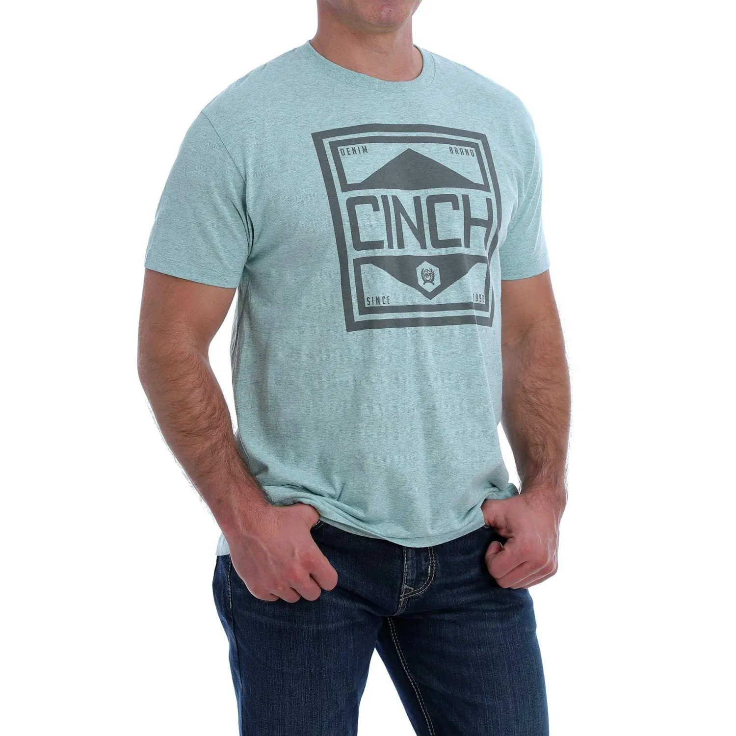 Cinch Men's SS Tee Heather Light Blue, Size: SMALL
