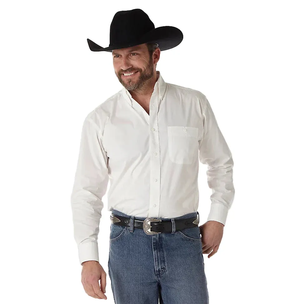 Wrangler Men's George Strait Long Sleeve Button-Down Solid Shirt - White, Size: 3X
