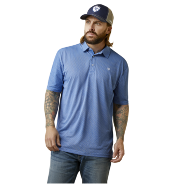 Ariat Men's All Over Print SS Polo Shirt Cobalt