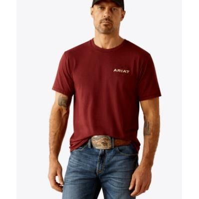 Ariat Men's Short Sleeve Explorer Classic Tee Shirt- Crimson Red Heather