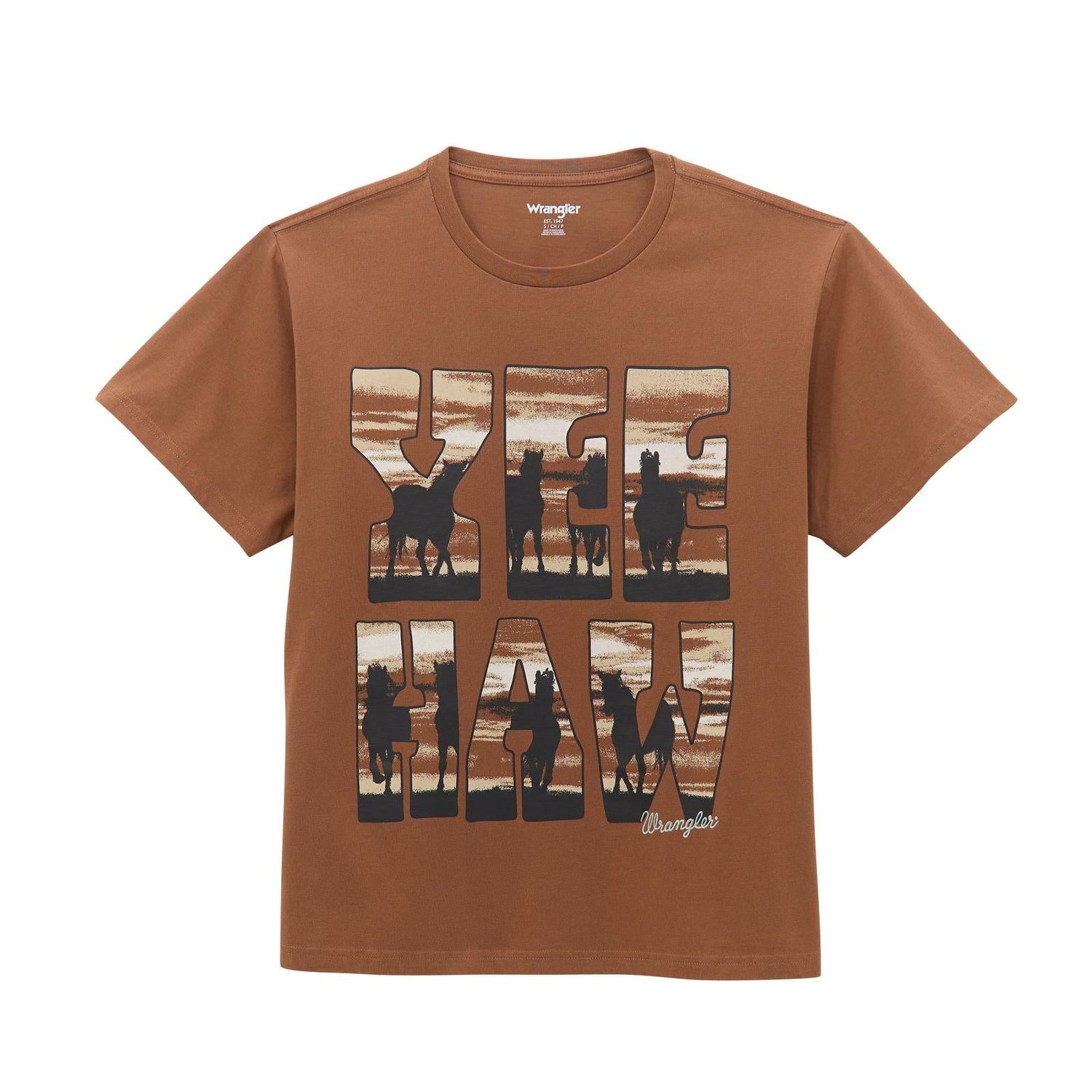 Wrangler Women's Short Sleeve Girlfriend Fit Tee Shirt- Cacao Nibs
