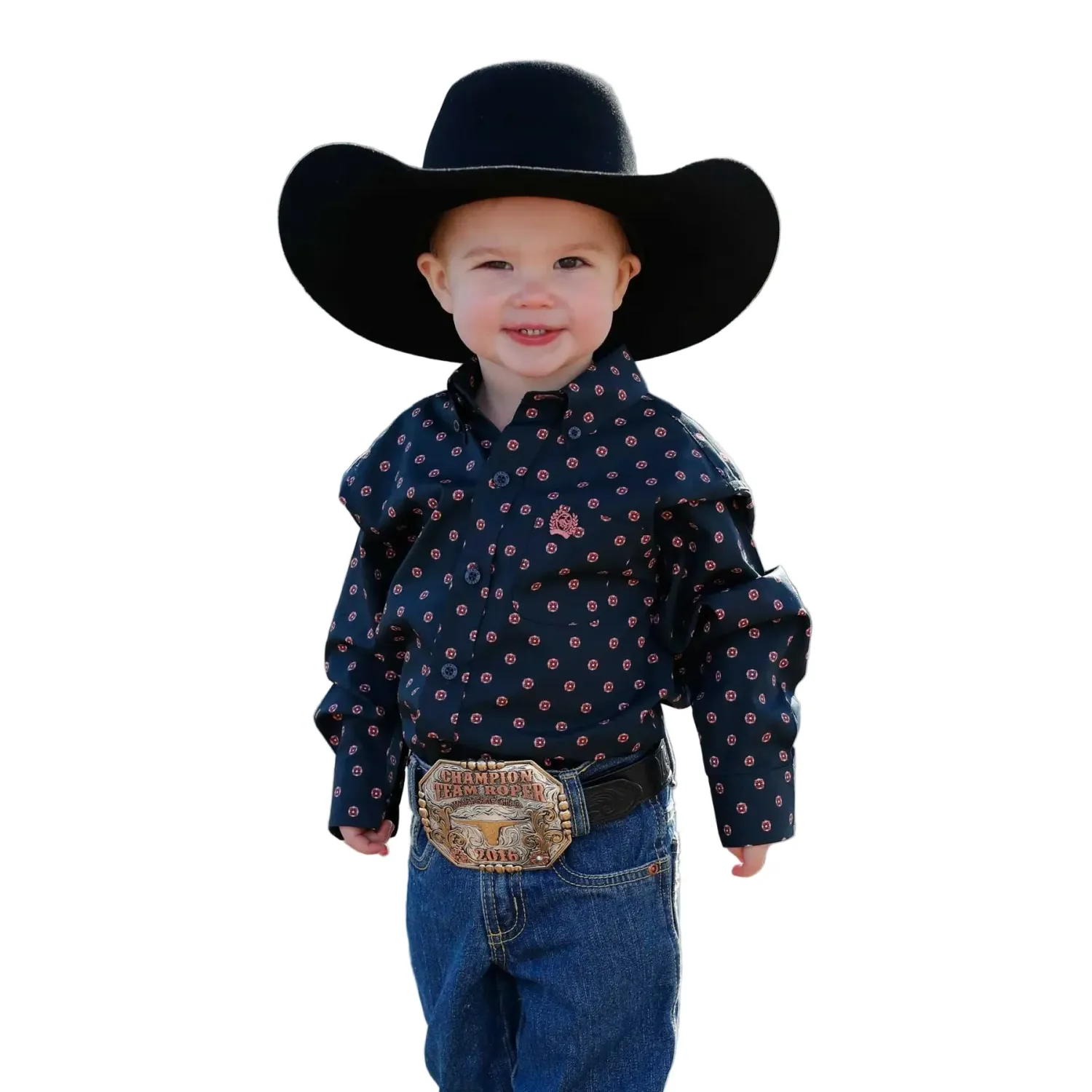 Cinch Toddler Boy's Print Long Sleeve Shirt - Navy