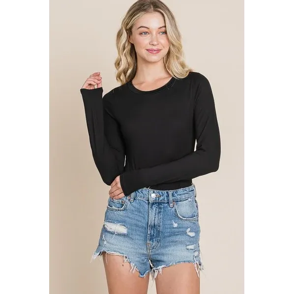 Vanilla Bay Round Neck Knit Top, Colour: BLACK, Size: SMALL