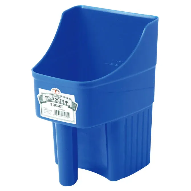 3 Quart Enclosed Feed Scoop, Color: Blue