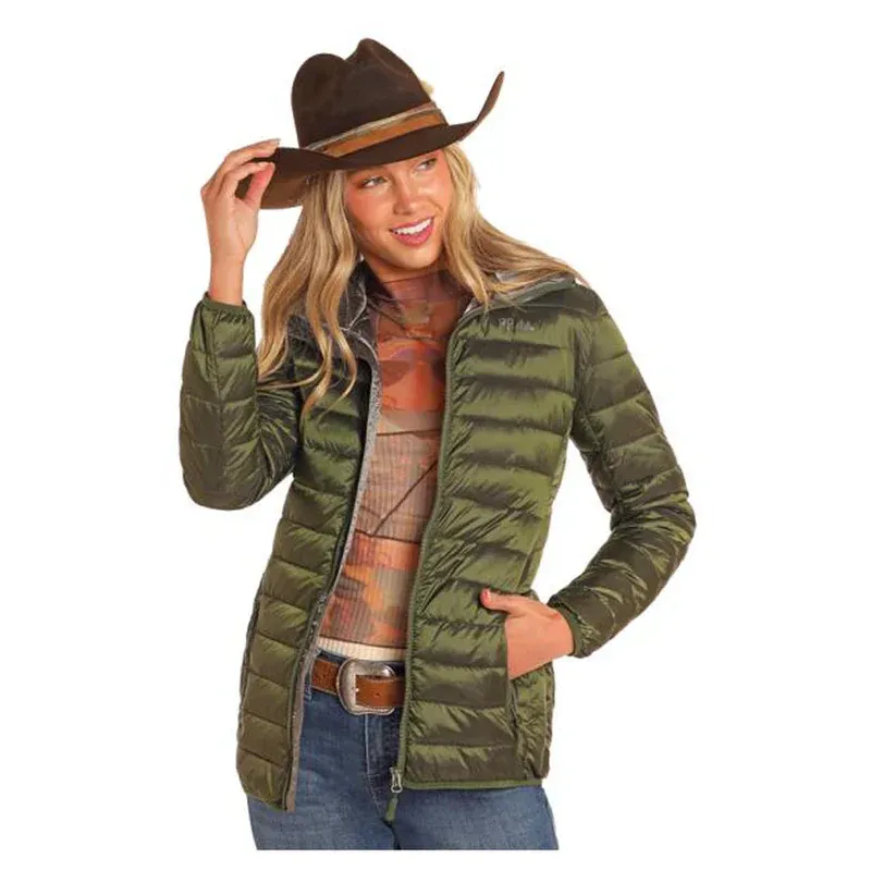 Powder River Women's Puffer Jacket - Assorted Colours, Color: olive, Size: 2-xl-2