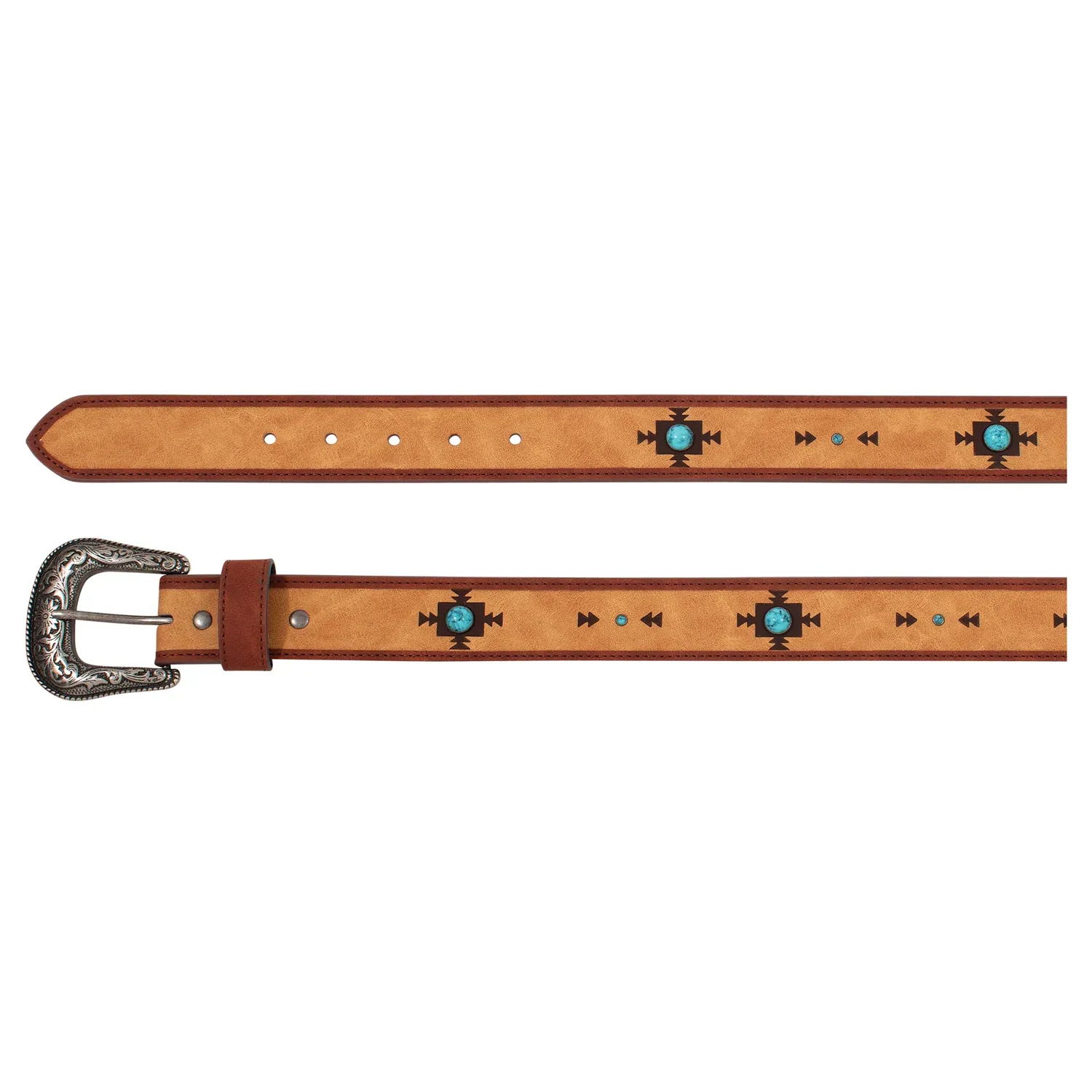 Catchfly Ladies Tan Belt with Southwest Design