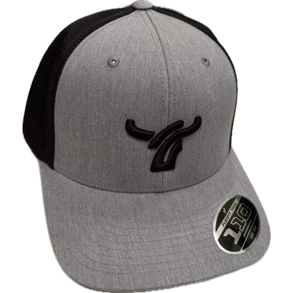 B8 Ranch Apparel 110 Flexfit with Large Logo - Multiple Color Combinations, Color: Heather Black